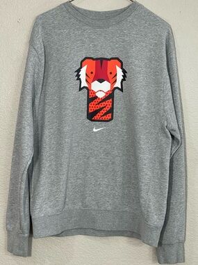 Nike Tiger Woods “Frank” Gray Crewneck Sweatshirt with Red Tiger Motif
